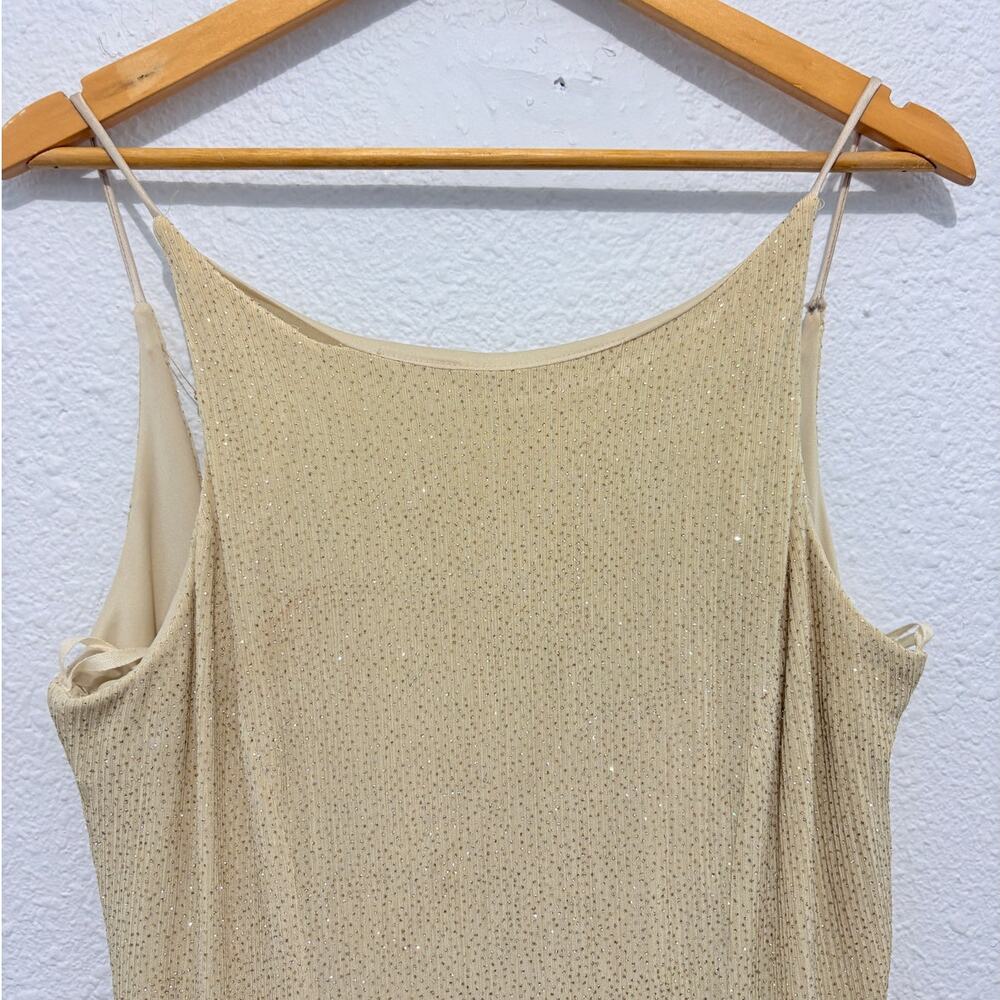 Vintage Dave and Johnny Gold Sparkly Gown Maxi Dress Formal 90s Glam Prom - Picture 5 of 9